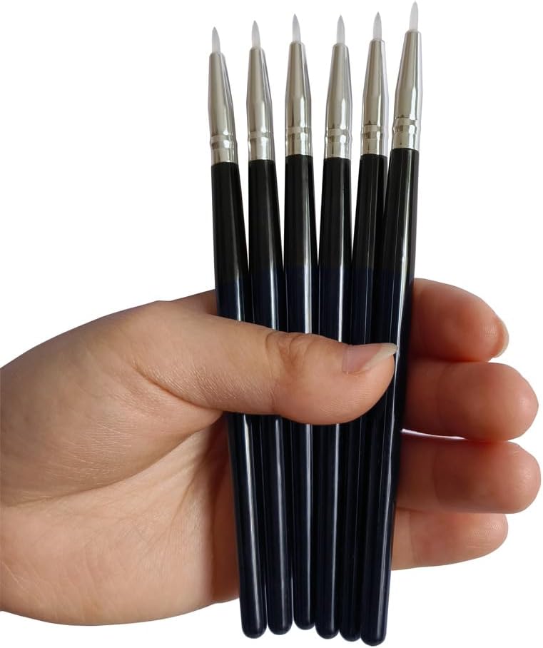 LORMAY Silicone Eyeliner Brushes for UV resin, Metallic Glitter Shimmer Eyeshadow, Nail Sequins Nail Sticker Colorful Hearts，Gel or Liquid Eyeliner Along Lash Lines (6pcs, black handles) - Image 1