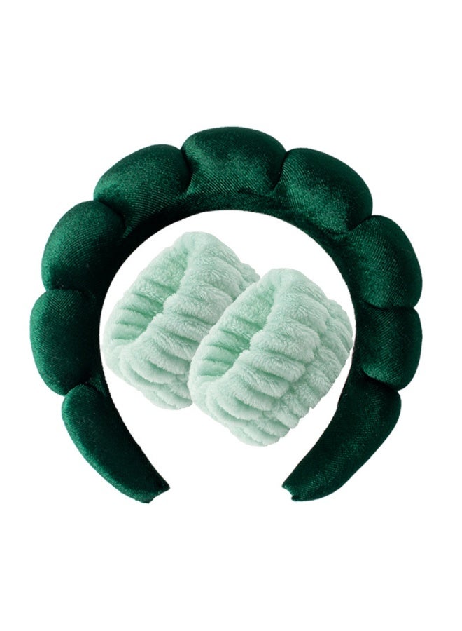 Generic Spa Headband For Washing Face Sponge Make Up Skincare Headband Bubble Hairband -green  - Image 1