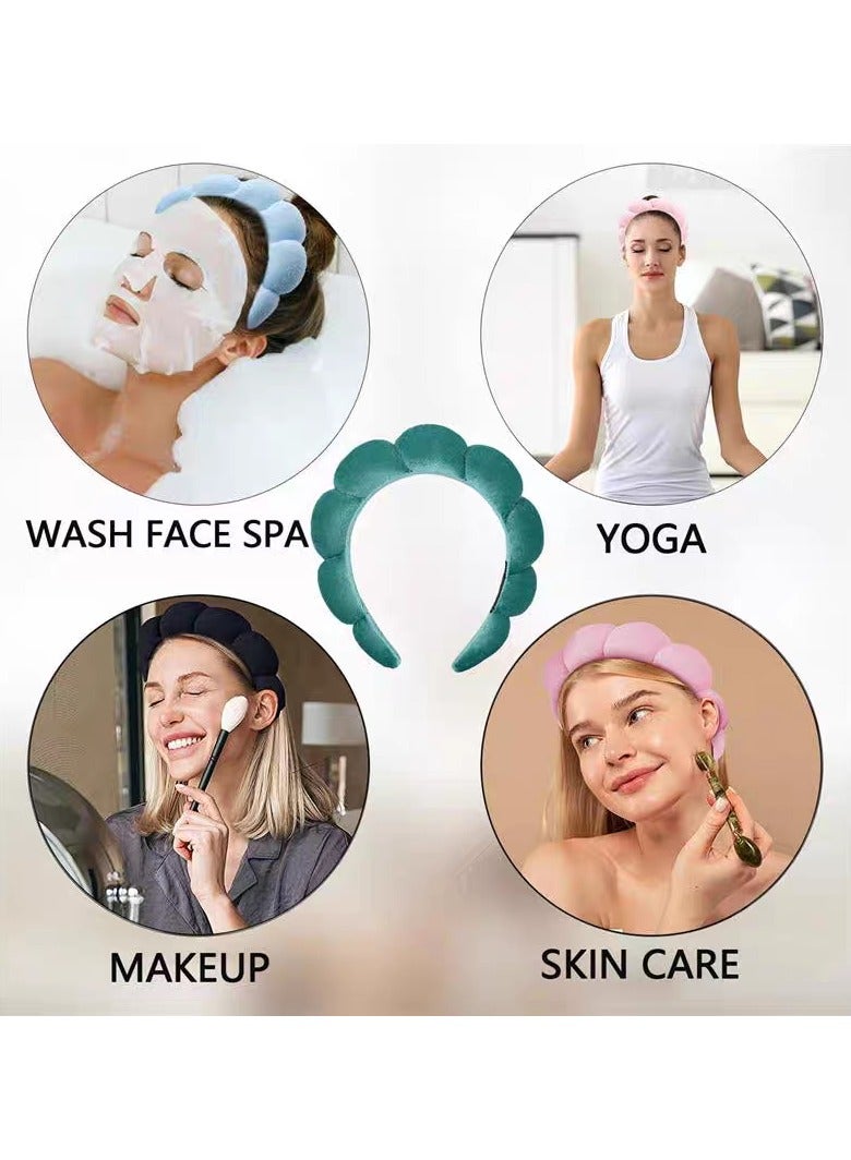 Generic Spa Headband For Washing Face Sponge Make Up Skincare Headband Bubble Hairband -green  - Image 4