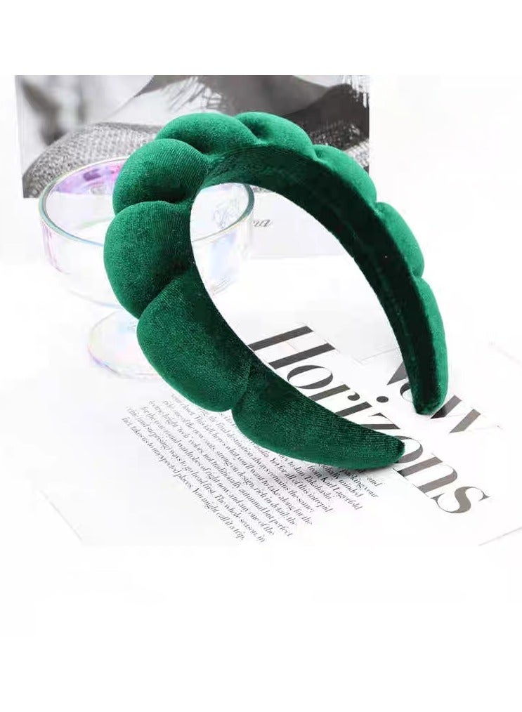 Generic Spa Headband For Washing Face Sponge Make Up Skincare Headband Bubble Hairband -green  - Image 2