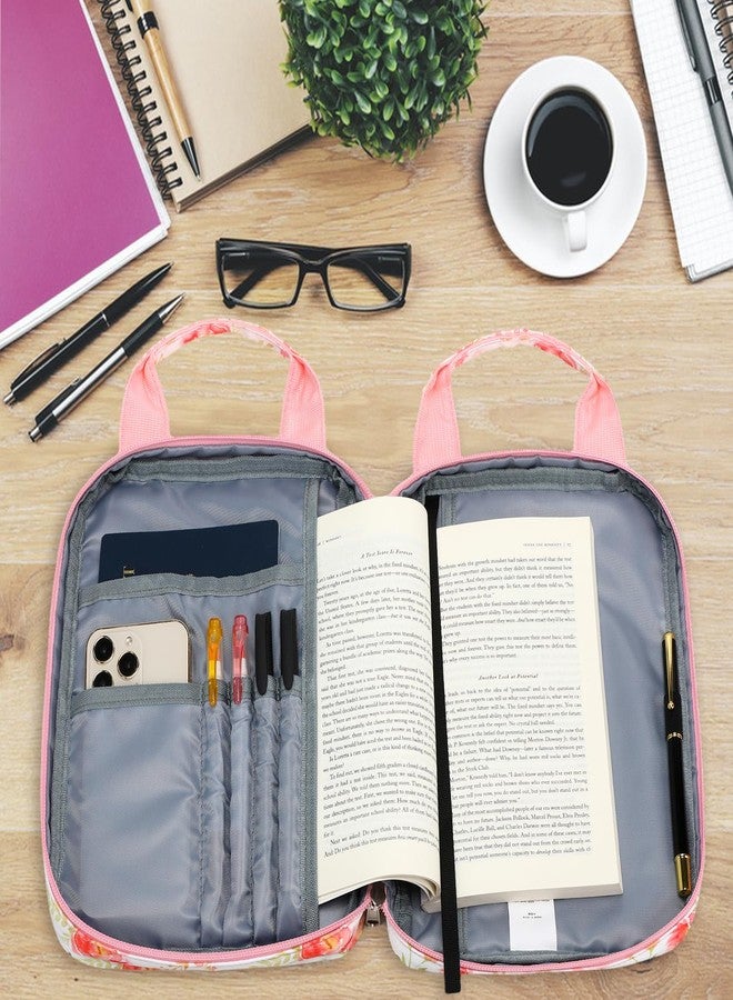 DSIUE Bible Cover Case for Women Girls Bible Cover Carrier Carrying Organizer Bag with Handle Zippered Pocket, Gift for Women Girl Kid (Chinese rose) - Image 2