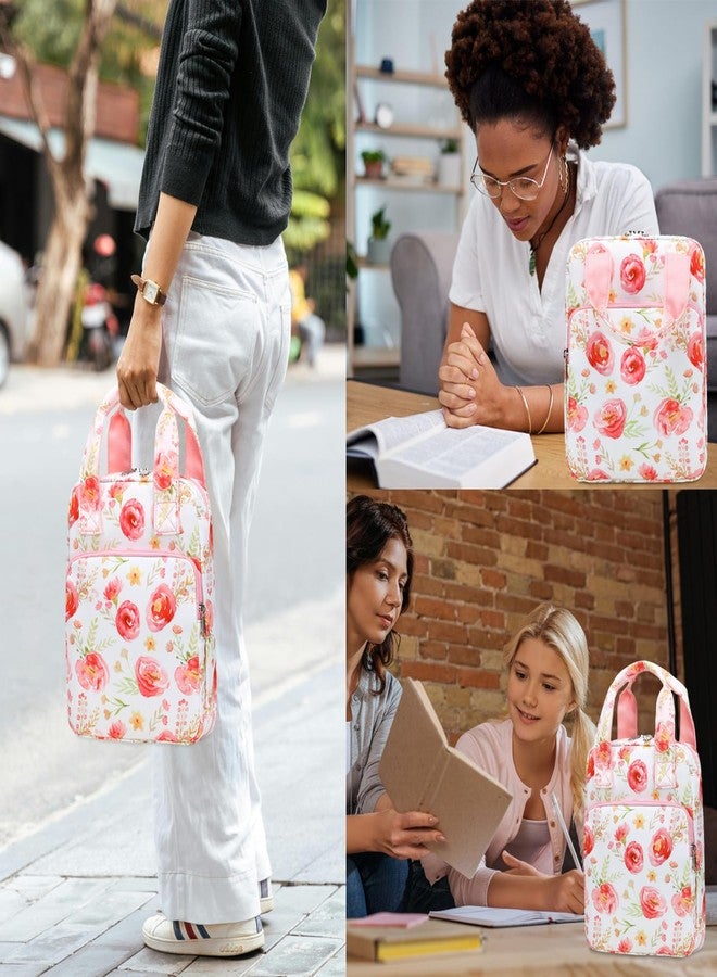 DSIUE Bible Cover Case for Women Girls Bible Cover Carrier Carrying Organizer Bag with Handle Zippered Pocket, Gift for Women Girl Kid (Chinese rose) - Image 3