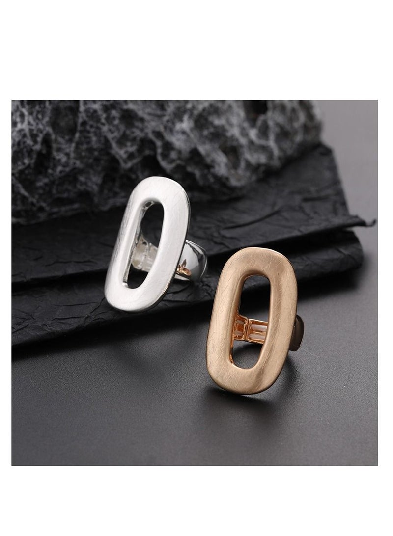 European And American Versatile Gold And Silver Polished Ring
