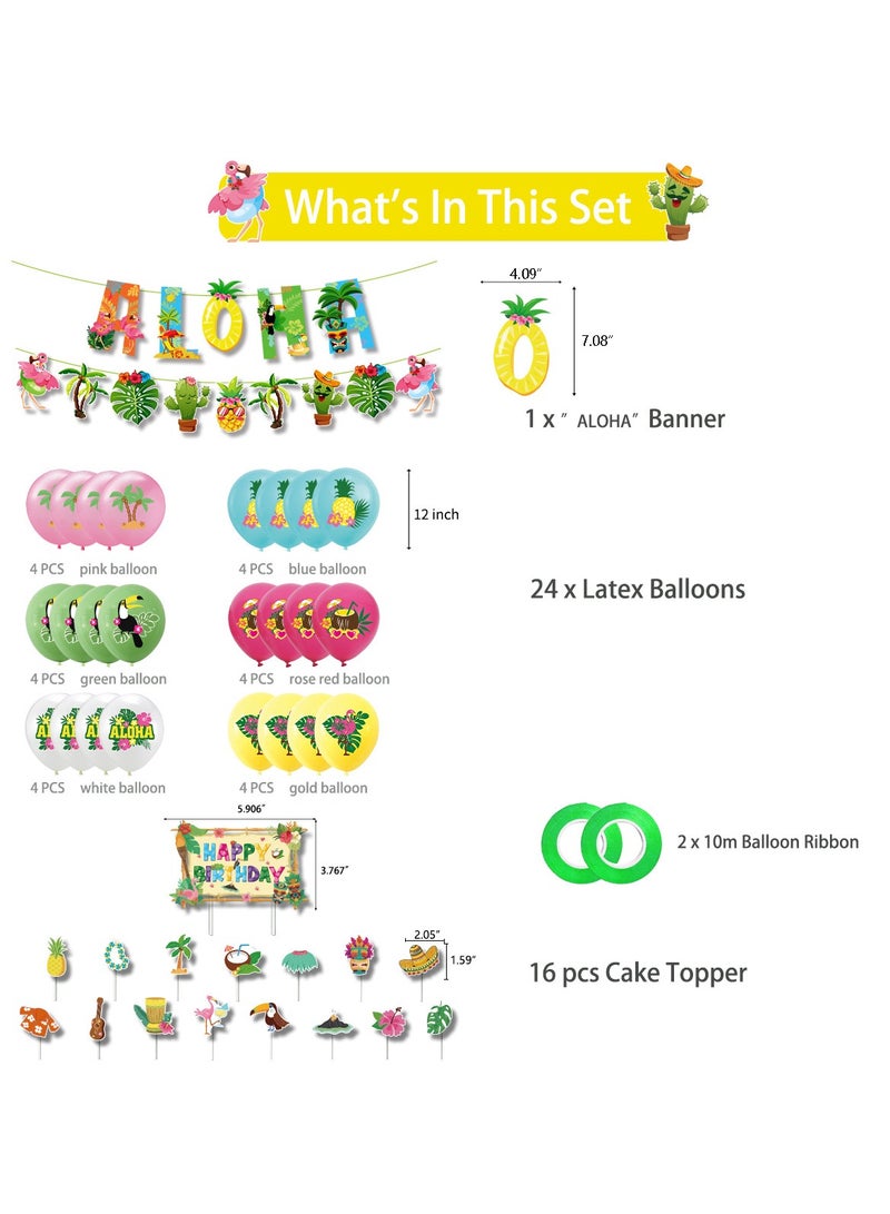 Tropical Flower Balloon Decor Set - Palm Leaf Cake Banner Topper for Beach Parties Birthday Party Backdrop Decoration,Suitable for Indoor and Outdoor - Image 2