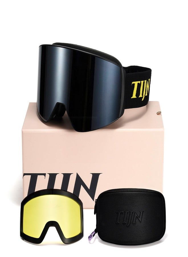 TIJN Ski Snowboard Goggles, Anti-Glare & Fog Coating UV400 OTG Snow Goggles for Men Women Youth with Replaceable Lens, Ouroboros - Image 1