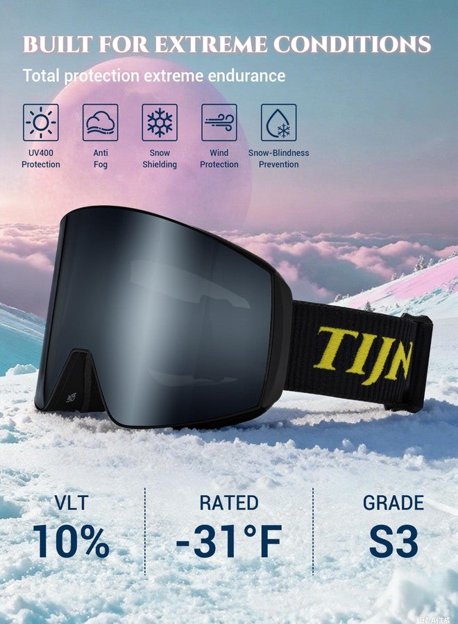 TIJN Ski Snowboard Goggles, Anti-Glare & Fog Coating UV400 OTG Snow Goggles for Men Women Youth with Replaceable Lens, Ouroboros - Image 4