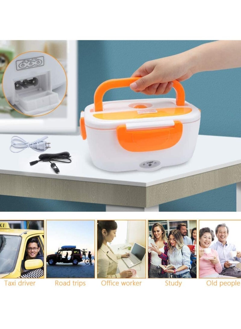 ELTRAZONE Electric Lunch Box 2 in 1, Portable Food Warmer Heating,Food-Grade Container, 12V 110V 40W Adapter, Car Truck Home Work Use, Spoon and 2 Compartments Included (orange)  - Image 5