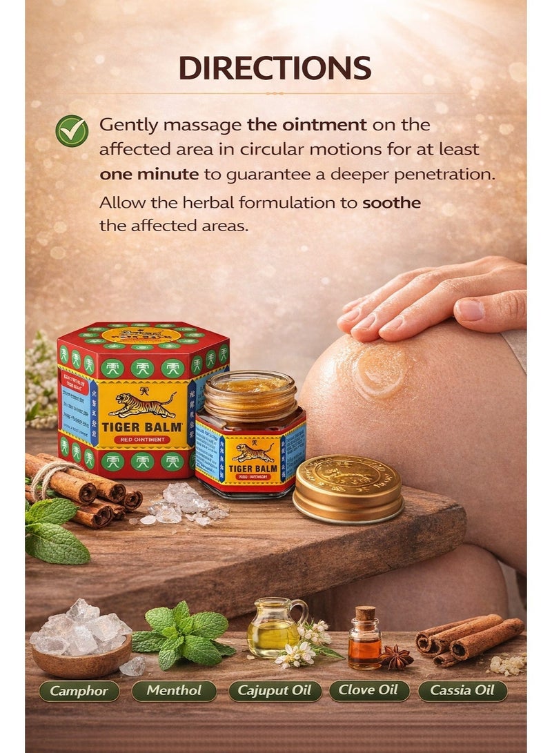 Tiger Balm Red Ointment 19.4g Pack of 4 Warming Relief Balm for Muscle Comfort and Everyday Soothing Care - Image 5