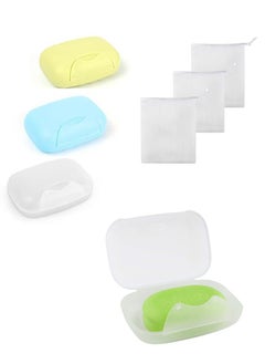 Beauenty 3-Piece Travel Soap Holder Kit, Portable Soap Box Travel with Soap Mesh Net Translucent Saver Case, Soap Dish Soap Container Case for Bathroom/Camping/Gym/Business/Trip  - Image 1