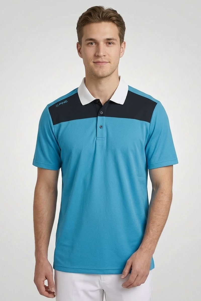 Ping Men Sportswear Fit Short Sleeve Golf Polo Shirt, Blue - Image 1