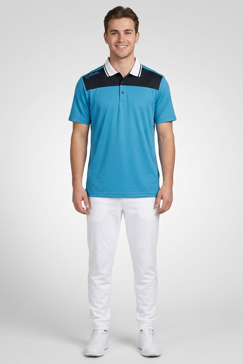 Ping Men Sportswear Fit Short Sleeve Golf Polo Shirt, Blue - Image 2