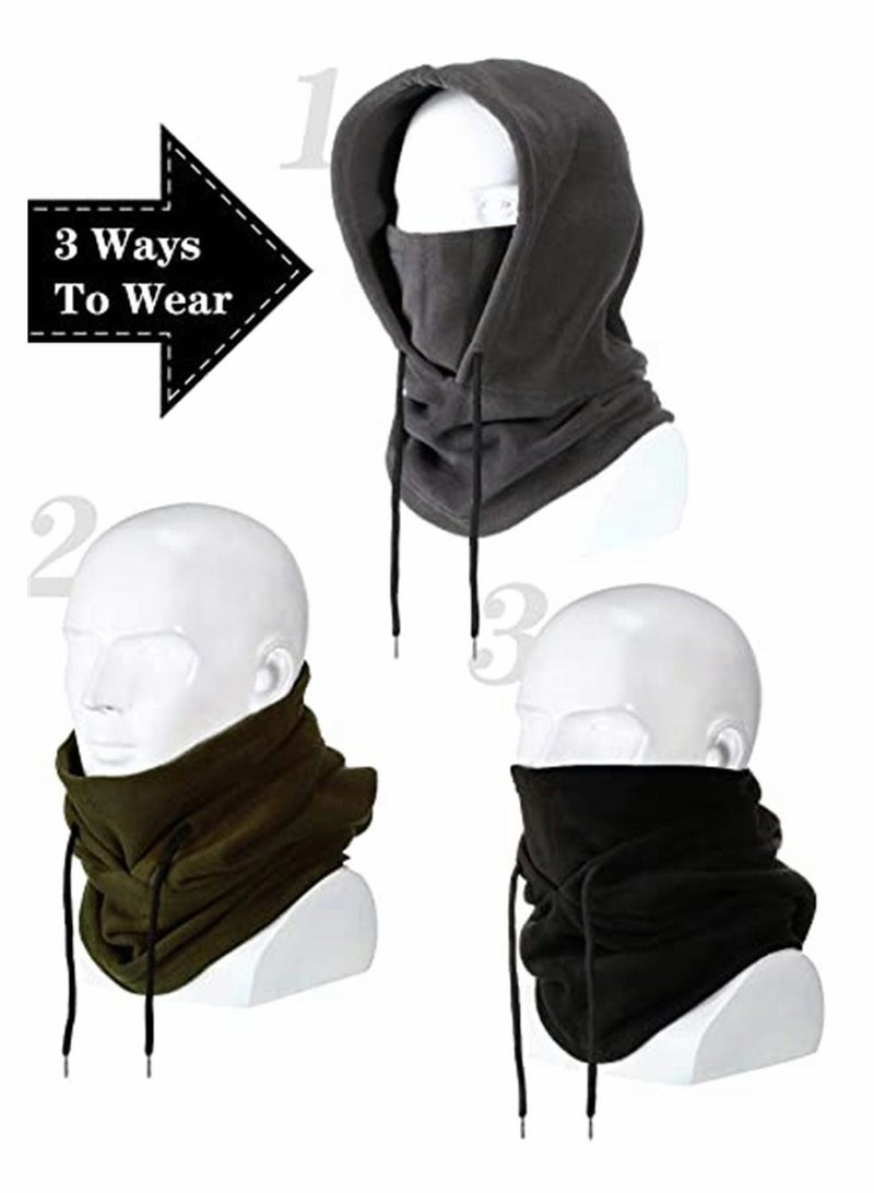 SYOSI Thermal Cap Mask 3 Pcs Mens Warm Fleece Hat In Winter Outdoor Riding Mask Skiing Sports Thickened Neck Wrap Winter Fleece Balaclava Ski Tactical Heavyweight - Image 4