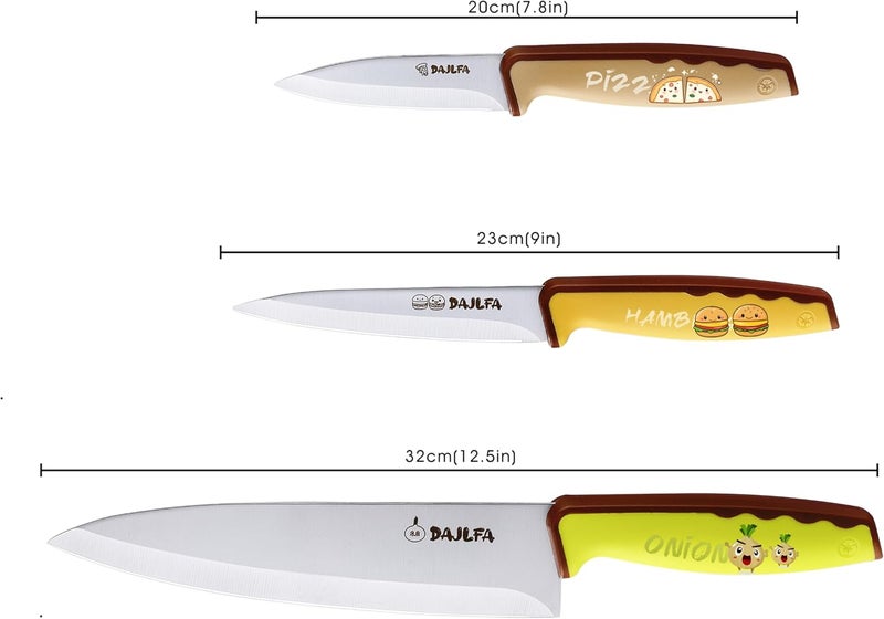 DAJLFA 3PCS Kitchen Knives, Stainless Steel Knife Set With Sheath, 8 inch Chef, 4.5 inch Utility and 4 inch Paring Knife (Stylish Design) - Image 2