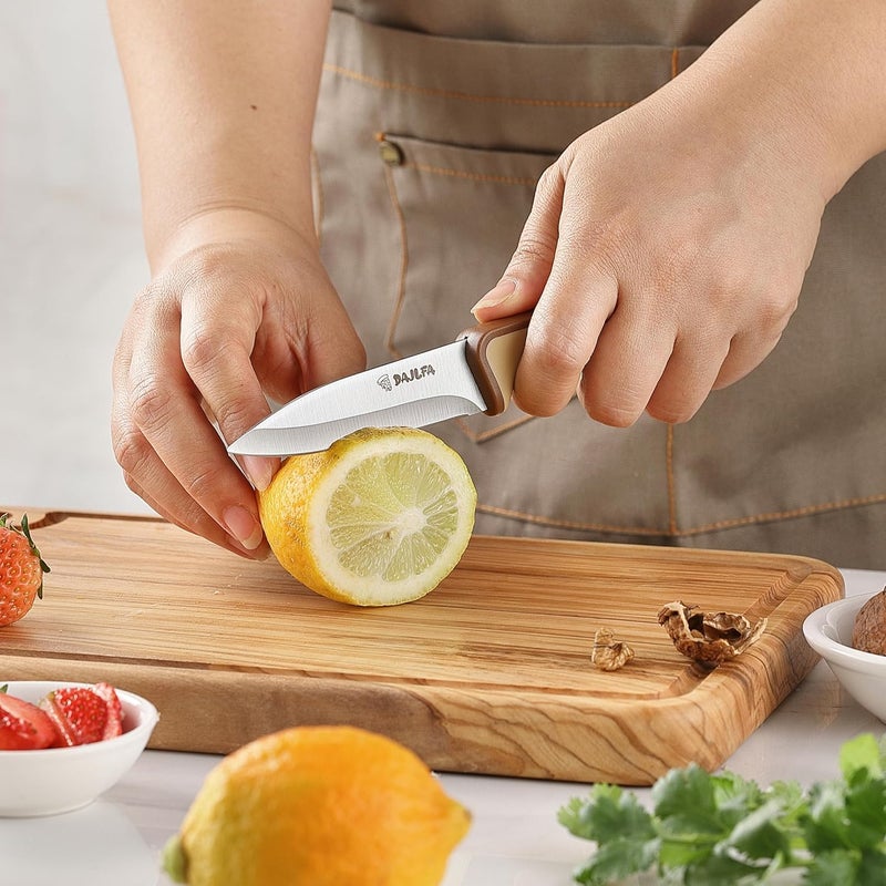 DAJLFA 3PCS Kitchen Knives, Stainless Steel Knife Set With Sheath, 8 inch Chef, 4.5 inch Utility and 4 inch Paring Knife (Stylish Design) - Image 5
