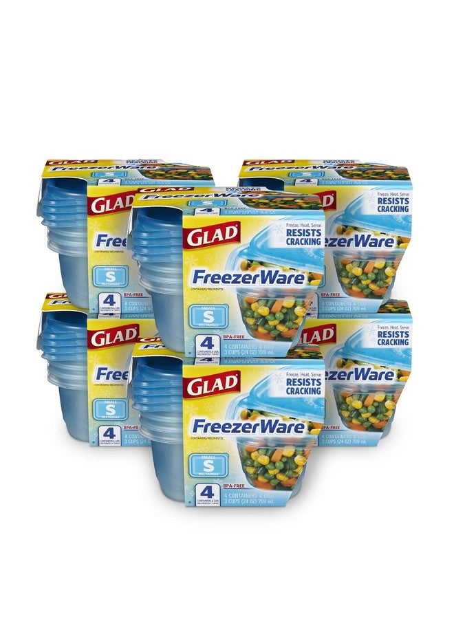 Gladware Freezerware Food Storage Containers, Small Rectangle Holds 24 Ounces of Food, 4 Count Set | Freezer Safe Food Containers to Preserve Freshness | 6 Count, 24 Containers Total - Image 1