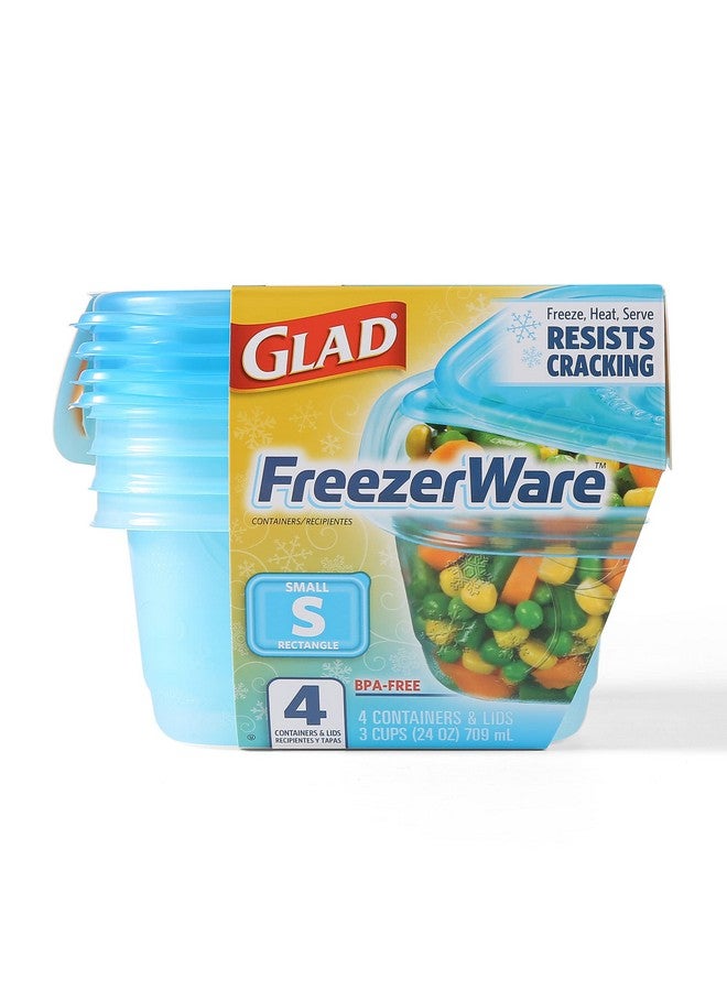 Gladware Freezerware Food Storage Containers, Small Rectangle Holds 24 Ounces of Food, 4 Count Set | Freezer Safe Food Containers to Preserve Freshness | 6 Count, 24 Containers Total - Image 2