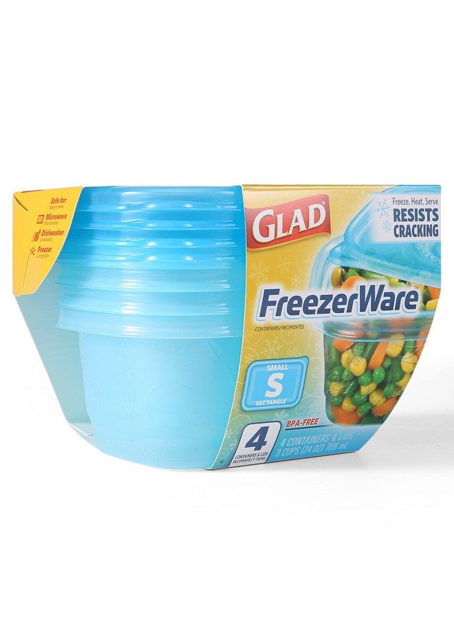 Gladware Freezerware Food Storage Containers, Small Rectangle Holds 24 Ounces of Food, 4 Count Set | Freezer Safe Food Containers to Preserve Freshness | 6 Count, 24 Containers Total - Image 3