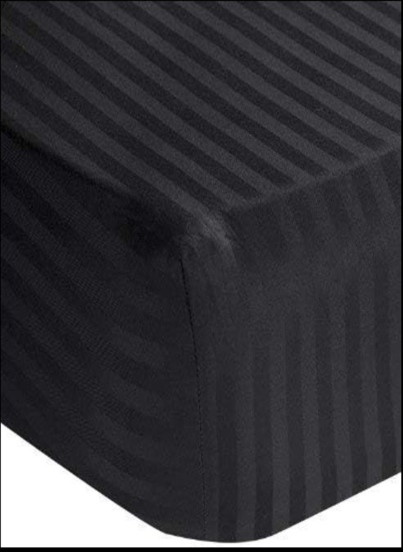 Blueberry Black Striped King Bed Sheet Sets Cotton 3 Piece Set Deep Pocket 200x200+25cm  - Image 2