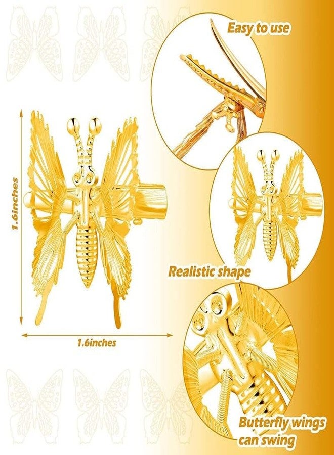 Neobaby Fashion Jewellery 3D Moving Butterfly Hair Clips | Hair Style Bridal Brooch & Braid for Juda Bun | Gold and Silver Tones, Metal, For Girls & Women's (PACK OF 6 PCS) - Image 5