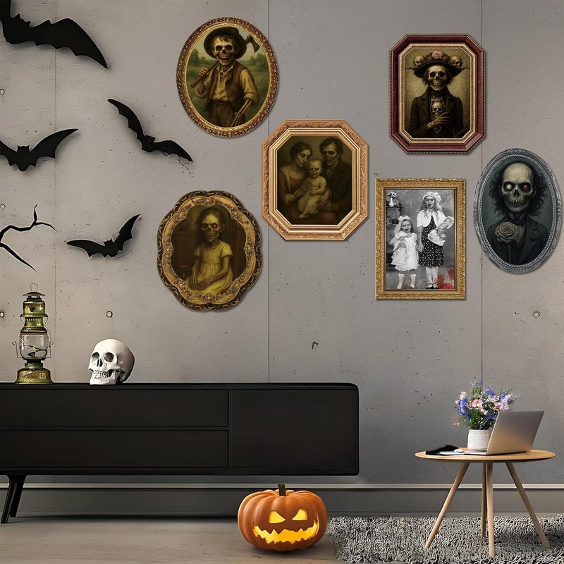 Garma Halloween Decorations 3D Changing Face Expression Moving Portrait Picture Frames for Horror Party Halloween House Decoration- 4 Pack - Image 5