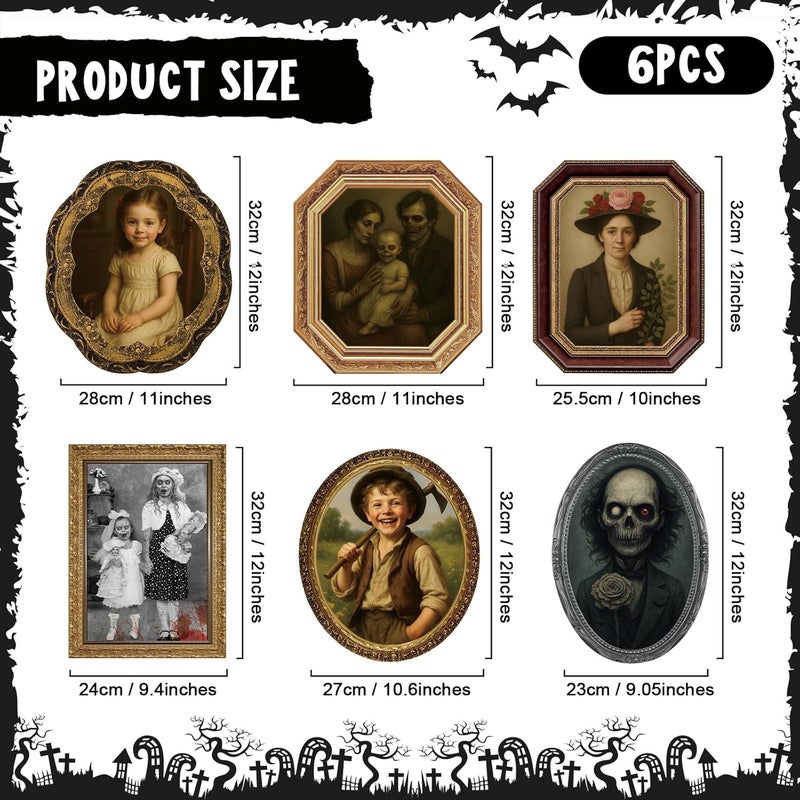 Garma Halloween Decorations 3D Changing Face Expression Moving Portrait Picture Frames for Horror Party Halloween House Decoration- 4 Pack - Image 4