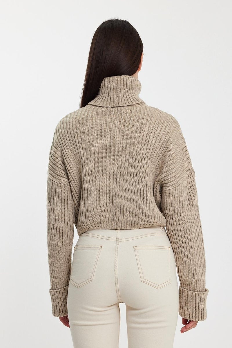 Turtleneck Sweater with Folded Sleeves (A92242-S)