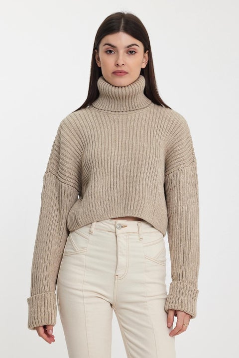 Turtleneck Sweater with Folded Sleeves (A92242-S)