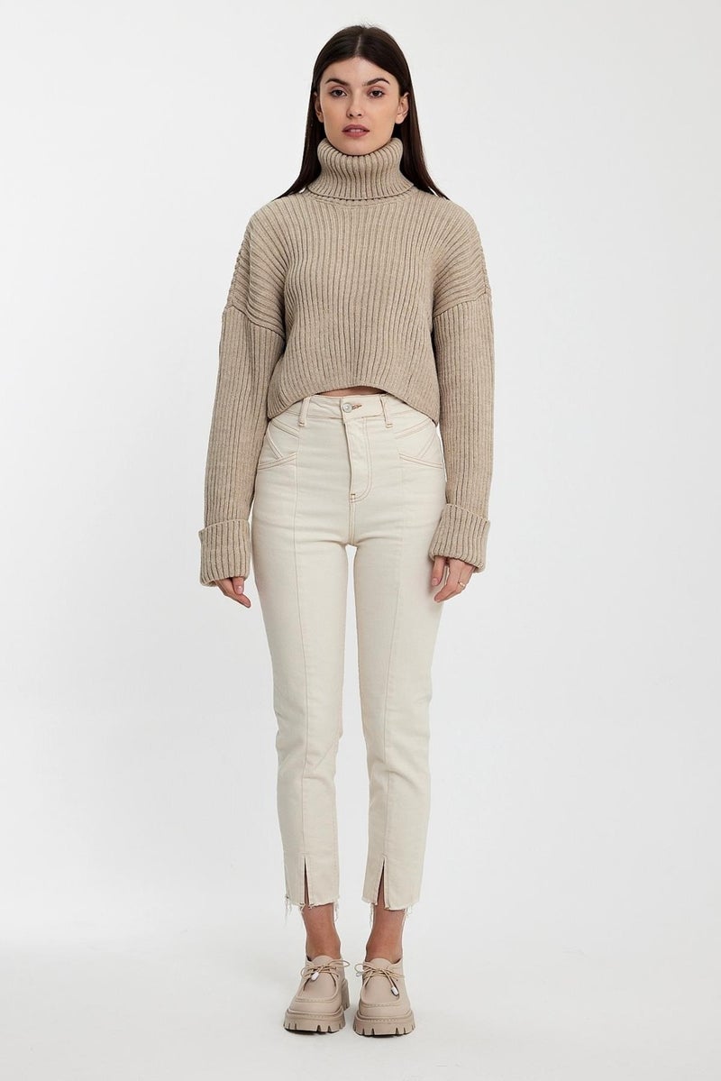Turtleneck Sweater with Folded Sleeves (A92242-S)