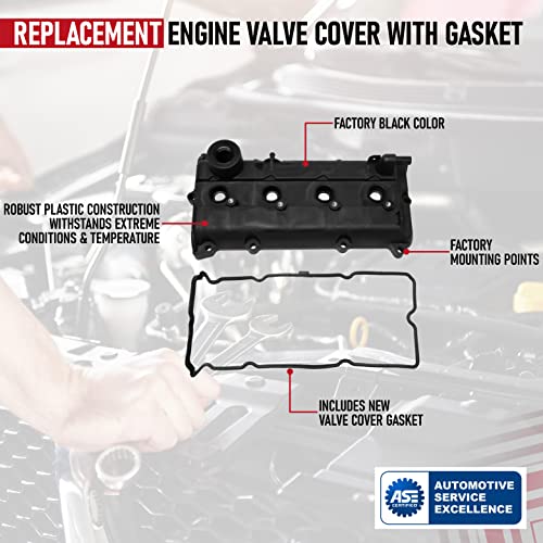AA Ignition Replacement Engine Valve Cover with Gasket - Compatible with Nissan Altima and Sentra L4 2.5L 2002-2006 - Replaces 132643Z001, 13264-3Z001, 264-982, 13270-3Z000 - PCV Valve Cover Tube Seals Gasket Set - Image 4