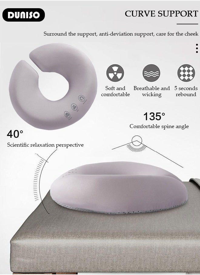 DUNISO Massage Face Pillow, Ergonomic Memory Office Nap Pillow, High Rebound Face Down Pillow for Sleeping, Face Rest Neck Head Cushion for Spa Salon Travel  - Image 2