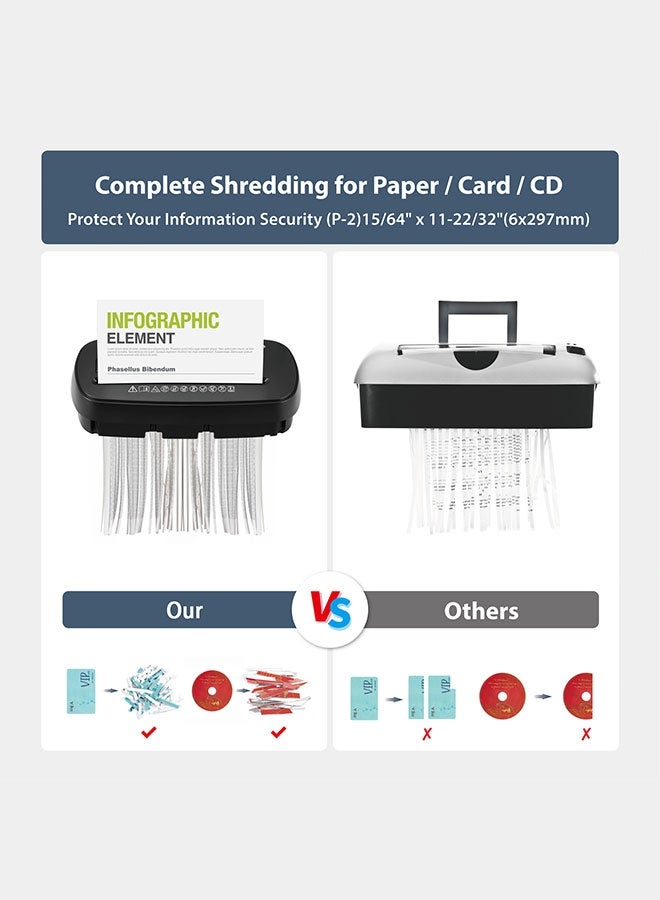 Efficient P-2 Security Level Shredder，Shreds Papers, Cards & CDs, 12L Capacity - Image 4
