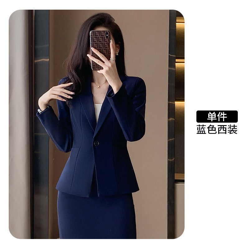 Blue Professional Suit Dress High Sense Front Desk Work Wear Temperament plus size Work Wear Suit Forkwear Work Jacket Blue suit 