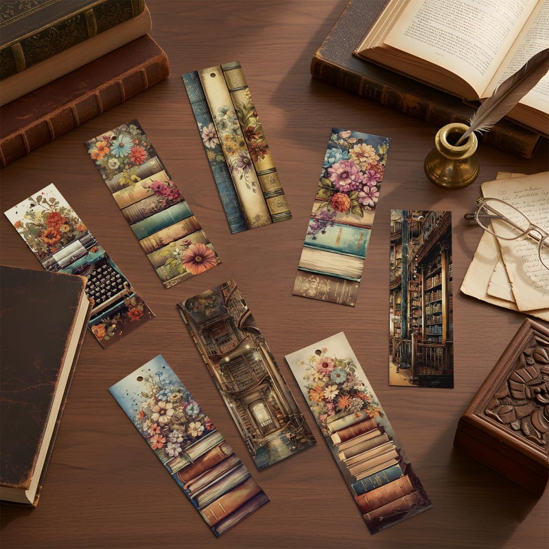 AFRITEE Vintage Book Bulk Bookmark, 100 Pcs Cottagecore Floral Books Bulk Paper Bookmarks for Women, Retro Bookmark with Tassels Gift for Kids Reading Lovers Teacher Students - Image 3