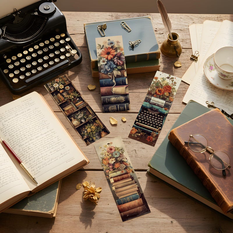 AFRITEE Vintage Book Bulk Bookmark, 100 Pcs Cottagecore Floral Books Bulk Paper Bookmarks for Women, Retro Bookmark with Tassels Gift for Kids Reading Lovers Teacher Students - Image 2