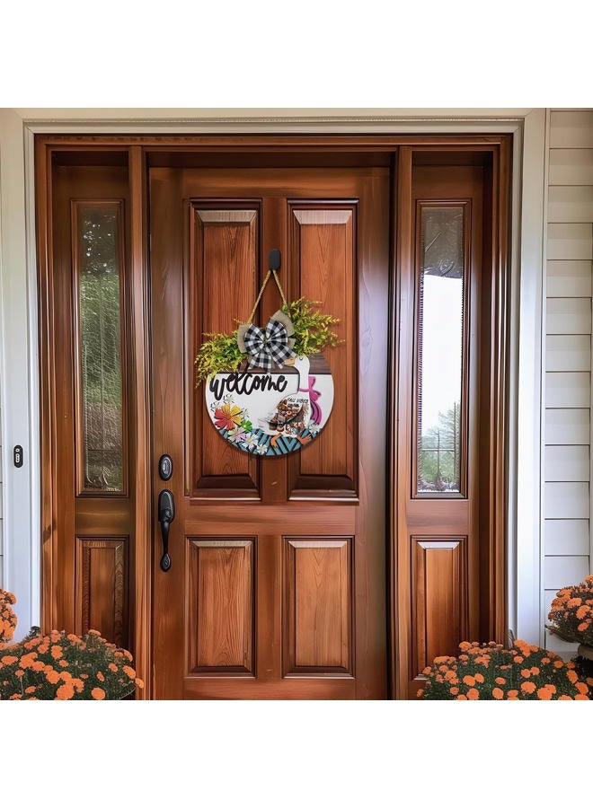 Midrean 12" 11PCS Wooden Interchangeable Holidays Seasons Decor Welcome Home Goosey Signs Year Round Wreaths for Front Door Porch Decorations Women Gift (Colorful) - Image 5