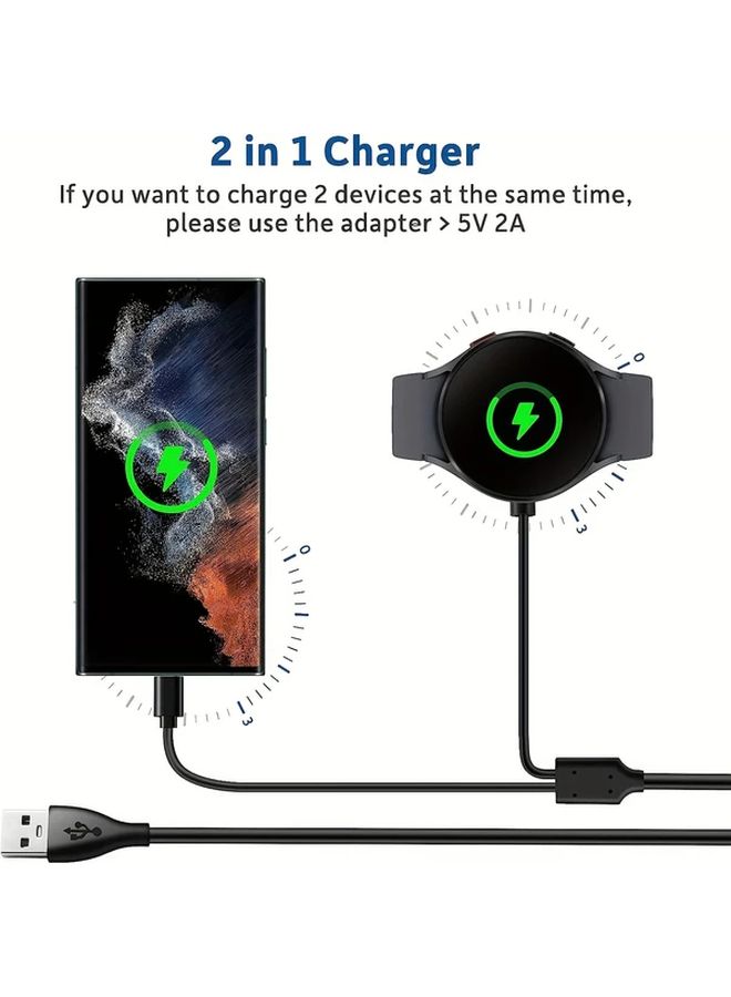 كابل شحن سريع أسود 2 في 1 للساعة الذكية والهاتف من USB C إلى Micro USB 3 طول 3 أقدام - Image 5