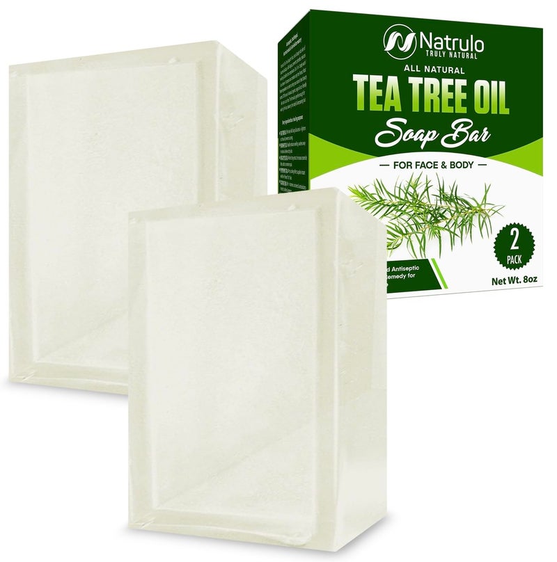 Natrulo Tea Tree Oil Soap Bar for Face & Body, 4oz â€“All Natural Remedy Skin Cleanser â€“ Pure Essential Oil Infused Skincare Cleansing Soap for Dirt & Acne - Tea Tree Face & Body Wash Made in USA - Image 1