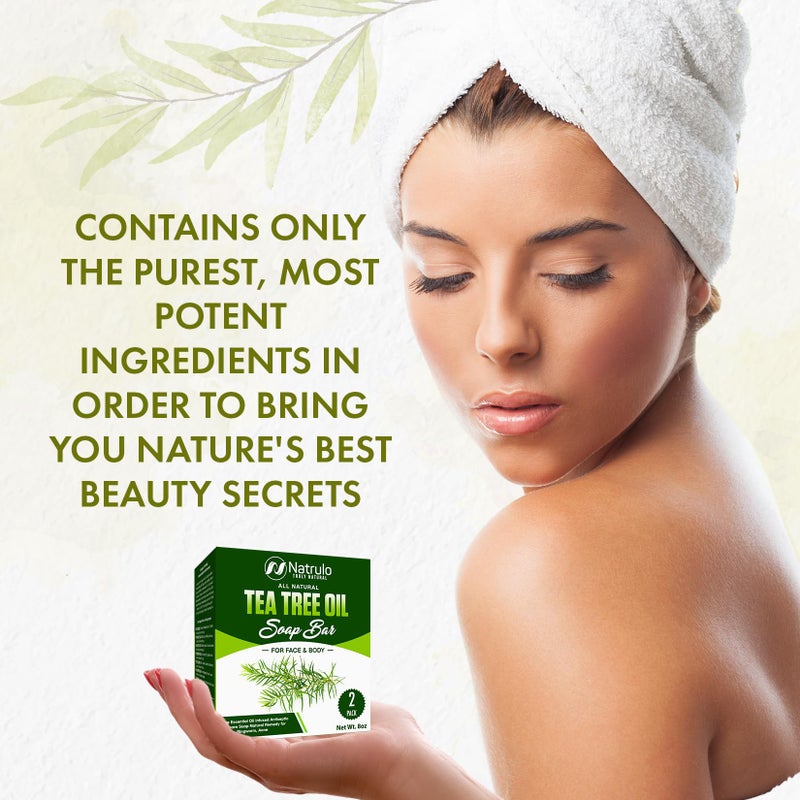 Natrulo Tea Tree Oil Soap Bar for Face & Body, 4oz â€“All Natural Remedy Skin Cleanser â€“ Pure Essential Oil Infused Skincare Cleansing Soap for Dirt & Acne - Tea Tree Face & Body Wash Made in USA - Image 5
