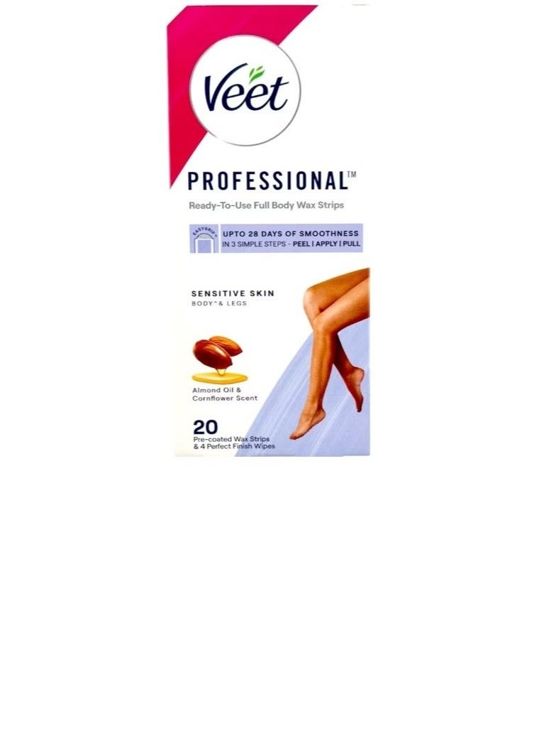 Veet Hair Removal Wax Strips for Sensitive Skin, Pack of 20 wax strips - Image 1