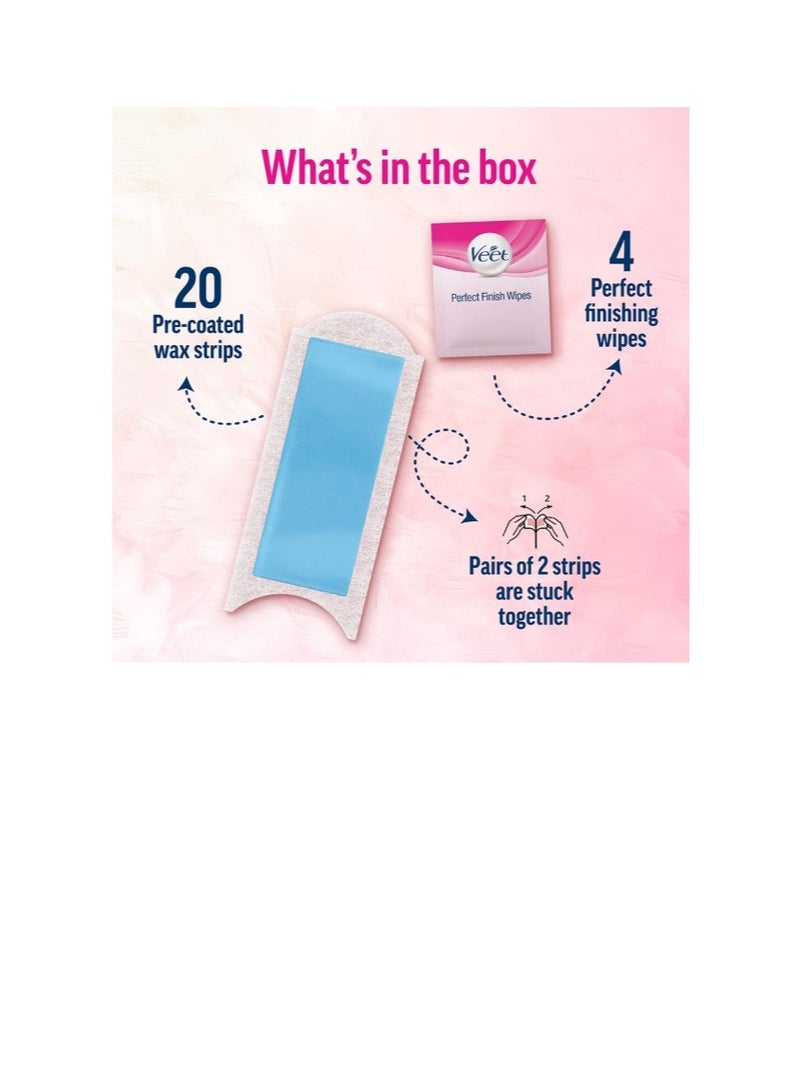 Veet Hair Removal Wax Strips for Sensitive Skin, Pack of 20 wax strips - Image 3