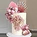 LEFUBABY 38 PCS Balls Cake Toppers Palm Leaves Cake Decorations for Birthday Wedding Baby Shower Party Supplies Rose Gold - Image 3