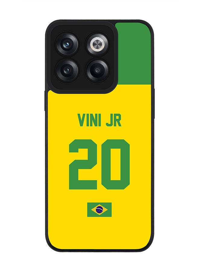 Stylizedd Rugged Black edge case for OnePlus 10T Slim fit Soft Case Flexible Rubber Edges Anti Drop TPU Gel Thin Cover - Football Team - Brazil Player Name - Vini Jr - Image 1