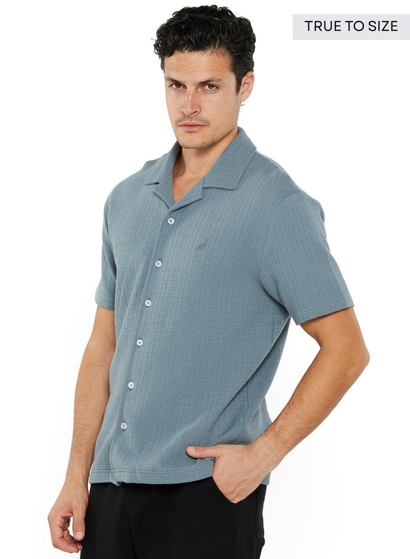 NAUTICA Textured Regular Fit Premium Cotton Cuban Collar Shirt - Image 2