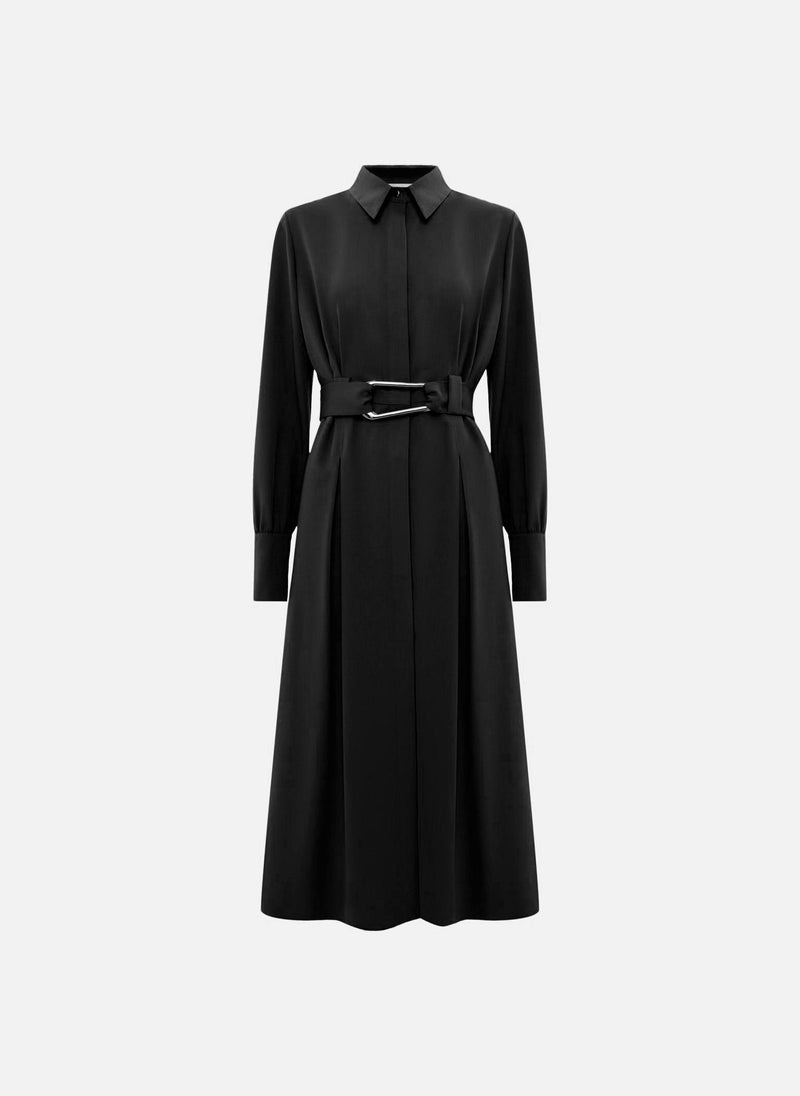 Lichi Midi dress with waist pleats and wide belt - Image 2