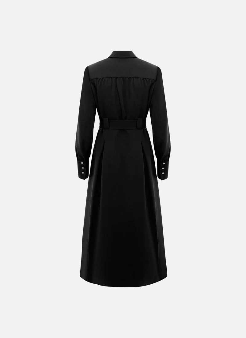 Lichi  Midi dress with waist pleats and wide belt for Women | Best Price UAE