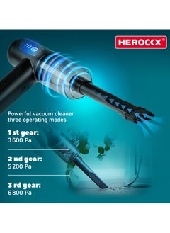 HEROCKX Compressed Air Duster Electric Air Duster with LED Light 3-Gear to 51000 RPM Portable Blower Rechargeable Cordless Blower for Computer Laptop Keyboard Camera Electronics Cleaning Kit  - Image 3