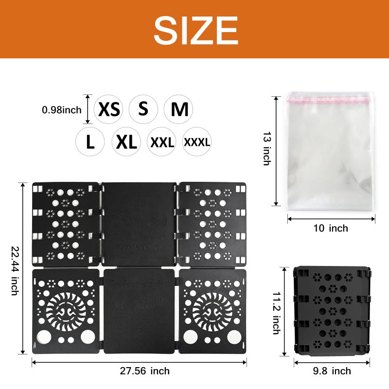 BoxLegend Shirt Folding Board V3 with Shirt Bags and Size Stickers Pack of 100 Bags 11x14 inches and 1 Folding Board and 7 Sizes 3500 PCS Size Stickers for Clothing Tshirt Bags for Small Business - Image 3