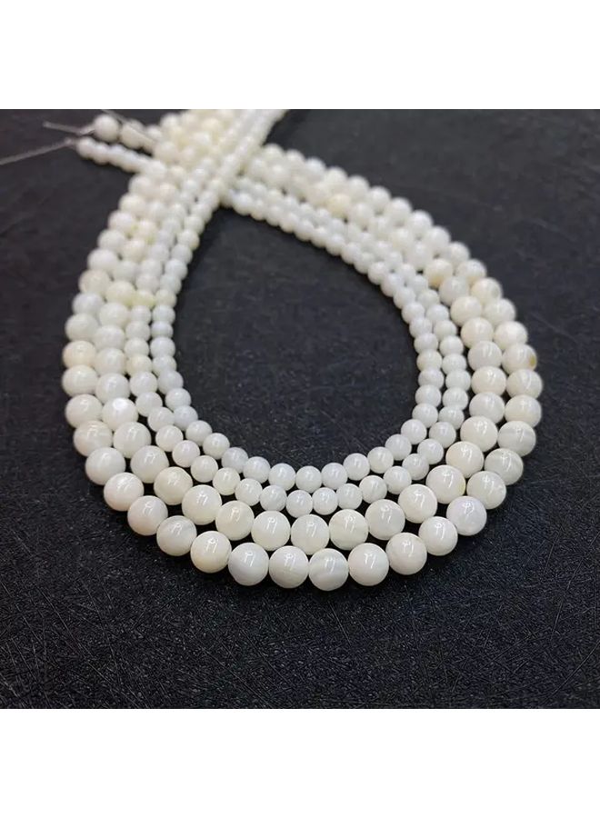 خرز الصدف الطبيعي الأبيض 6 مم خرز فاصل مستدير لصنع المجوهرات DIY - Image 3