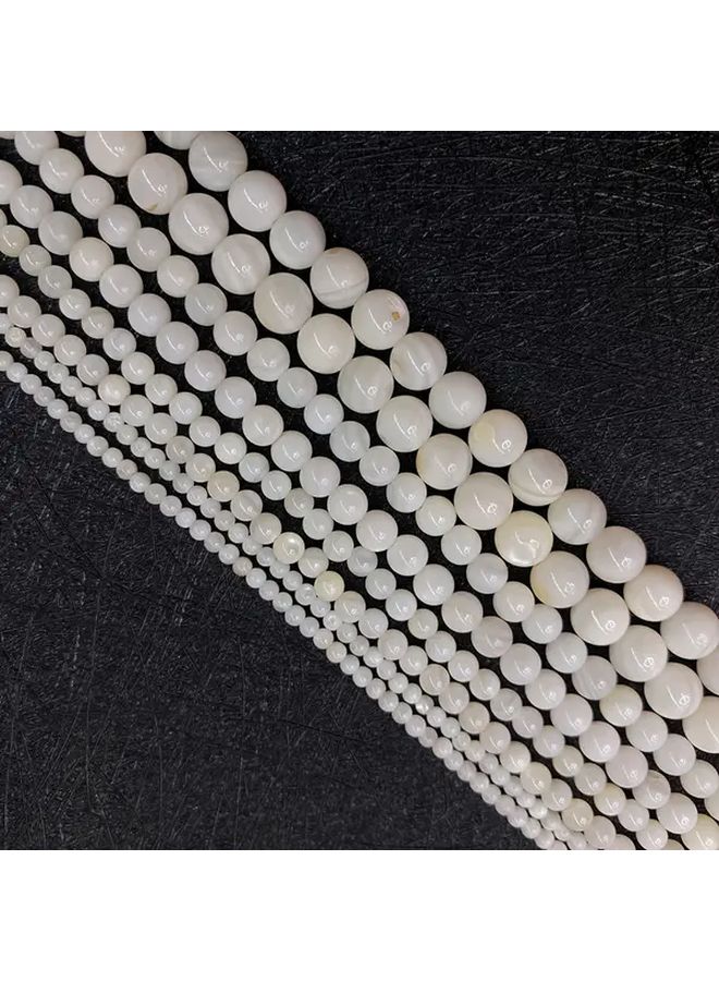 خرز الصدف الطبيعي الأبيض 6 مم خرز فاصل مستدير لصنع المجوهرات DIY - Image 2