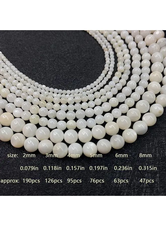 خرز الصدف الطبيعي الأبيض 6 مم خرز فاصل مستدير لصنع المجوهرات DIY - Image 4